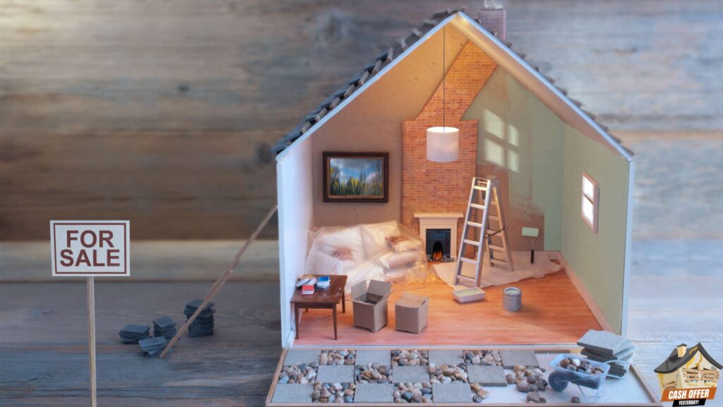 Miniature house with a see-through view of interior design, We Buy Houses in Benbrook TX
